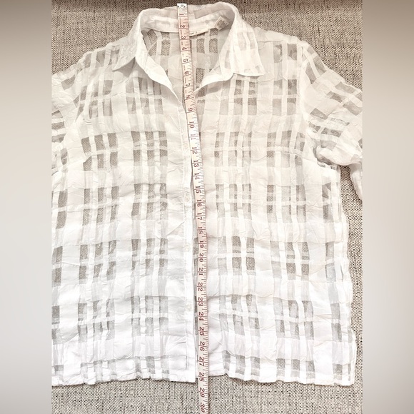 Marsh Landing White Modernist Burnout Gauze Funky Art-to-Wear Button Down Sz L - Picture 9 of 11